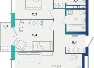 Продается 2-комнатная квартира, 62.2 м2, Альметьевск