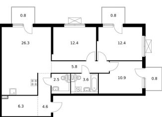 Продается 3-комнатная квартира, 87.2 м2, Владивосток