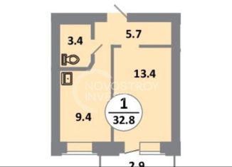 Продается однокомнатная квартира, 32.8 м2, Красноярск, проспект 60 лет Образования СССР, 48, Советский район