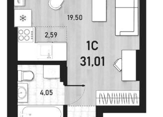 Продам квартиру студию, 31 м2, Новосибирск, Пермская улица, 12к2