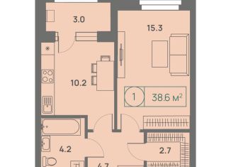 Продается однокомнатная квартира, 38.6 м2, Пермь, Трамвайная улица, 27, Дзержинский район