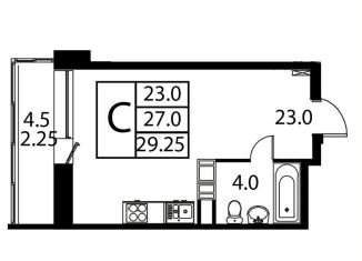 Продам квартиру студию, 29.3 м2, Домодедово