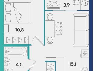 Продам 1-комнатную квартиру, 37.3 м2, Альметьевск