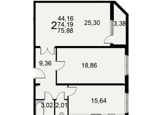 Продаю 2-комнатную квартиру, 75.9 м2, Рязань, Славянский проспект, 8