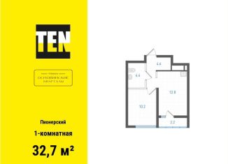 Продам 1-ком. квартиру, 32.7 м2, Екатеринбург, метро Уралмаш