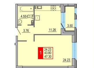 Продается 1-комнатная квартира, 47.3 м2, Тверь, Петербургское шоссе, 3к1, Заволжский район