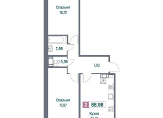 2-ком. квартира на продажу, 67 м2, Мурино