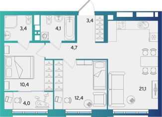 Продается двухкомнатная квартира, 63.5 м2, Альметьевск