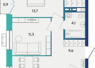 Продам двухкомнатную квартиру, 58.2 м2, Татарстан