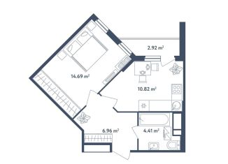 Продается 1-комнатная квартира, 38.3 м2, поселок Мещерино