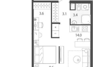 1-ком. квартира на продажу, 35.1 м2, Тюмень, улица Парада Победы, 11