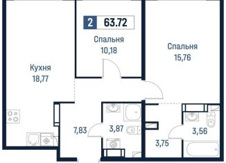 2-комнатная квартира на продажу, 63.7 м2, Ленинградская область