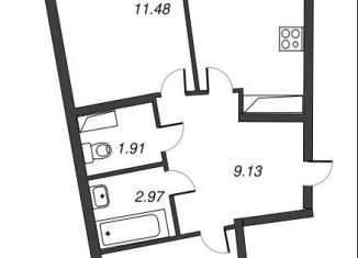 Продается 2-комнатная квартира, 59.1 м2, Мурино