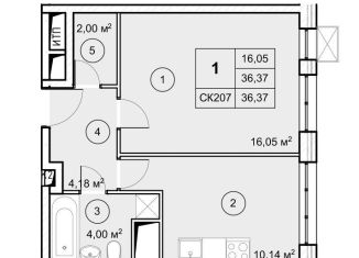 Продается 1-ком. квартира, 36.4 м2, рабочий посёлок Некрасовский