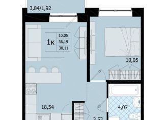 Продается 1-ком. квартира, 38.1 м2, Ленинградская область