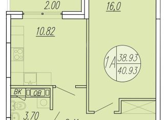 1-ком. квартира на продажу, 40.9 м2, деревня Шолохово, деревня Шолохово, 12