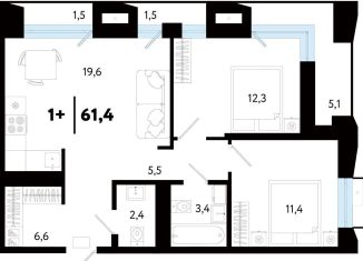 Продажа 2-комнатной квартиры, 61.4 м2, Тюмень