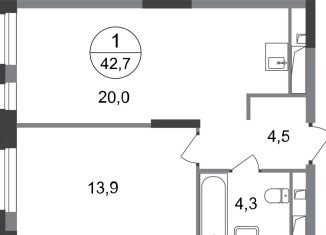 Продаю 1-ком. квартиру, 42.7 м2, Москва