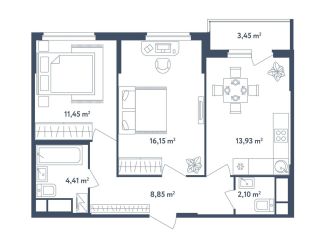 Продажа 2-комнатной квартиры, 58.6 м2, поселок Мещерино