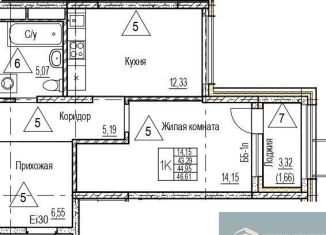 1-комнатная квартира на продажу, 45 м2, Воронежская область, набережная Чуева, 7