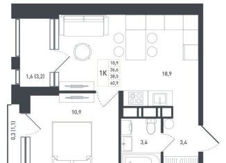 Продается 1-комнатная квартира, 38.5 м2, Московская область, жилой квартал Новая Щербинка, 20