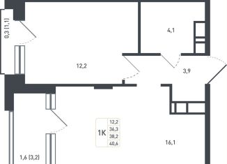 Продажа 1-ком. квартиры, 38.2 м2, Московская область, жилой квартал Новая Щербинка, 20