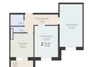 Двухкомнатная квартира на продажу, 51.9 м2, Москва, ЮЗАО, Джанкойская улица, 7