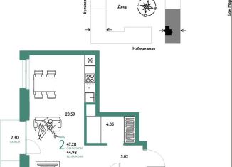 Продается 2-комнатная квартира, 47.3 м2, Тюмень, Береговая улица