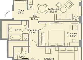 Продажа двухкомнатной квартиры, 76 м2, Москва, район Раменки, улица Лобачевского, 124к3А