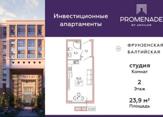 Продается квартира студия, 23.9 м2, Санкт-Петербург, муниципальный округ Измайловское, Московский проспект, 71к3