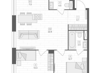 Продажа 2-комнатной квартиры, 68.7 м2, Москва, Верхняя Красносельская улица, 19с2, Красносельский район