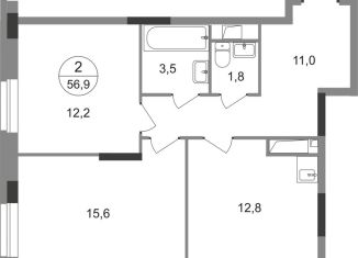 Продам 2-ком. квартиру, 56.9 м2, Москва, Центральная площадь