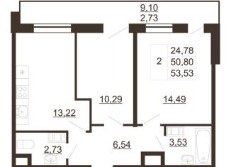 Продается 2-комнатная квартира, 53.5 м2, Гатчина, улица Хохлова, 16