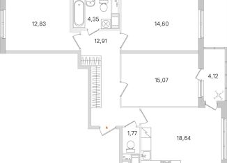 Продам трехкомнатную квартиру, 82.2 м2, городской посёлок Янино-1, ЖК Ясно-Янино