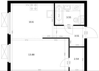 Продается 1-комнатная квартира, 34.1 м2, Москва, жилой комплекс Ютаново, 4