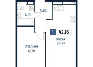 1-ком. квартира на продажу, 42.2 м2, Ленинградская область