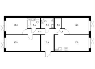 Продажа трехкомнатной квартиры, 79.3 м2, Люберцы, улица Лётчика Ларюшина, 4к1, ЖК Жулебино Парк