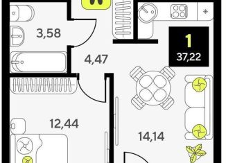 Продается 1-ком. квартира, 37.2 м2, Тюмень