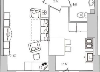 Продается 1-комнатная квартира, 44.5 м2, Санкт-Петербург, улица Руднева, 18, метро Проспект Просвещения