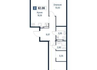 Продается 2-ком. квартира, 62.1 м2, Ленинградская область