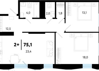 Продается 2-комнатная квартира, 75.2 м2, Тюмень