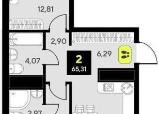 Продаю двухкомнатную квартиру, 65.3 м2, Тюмень, улица Первооткрывателей, 15