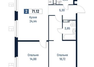 Продаю 2-комнатную квартиру, 71.1 м2, Ленинградская область