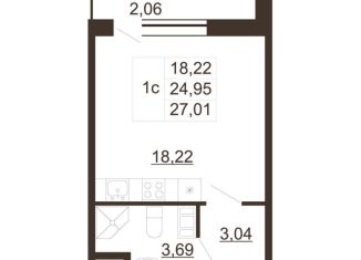 Продам квартиру студию, 27 м2, Ленинградская область, улица Хохлова, 16