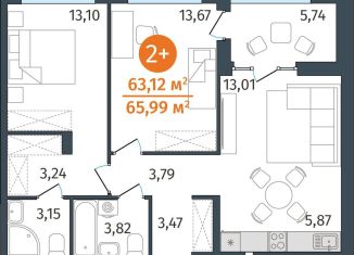 Продам 2-ком. квартиру, 63.1 м2, Тюмень, улица Тимофея Кармацкого, 17