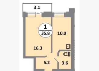 Продается 1-комнатная квартира, 35.8 м2, Красноярск, проспект 60 лет Образования СССР, 48