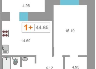 Продаю 1-ком. квартиру, 44.7 м2, Тюмень, Широтная улица, 209к1