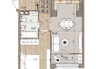 Продается 1-ком. квартира, 47.1 м2, Жуковский, улица Современников, 2