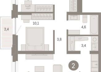 Продается двухкомнатная квартира, 69.8 м2, Тюмень