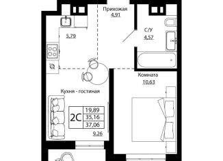 2-ком. квартира на продажу, 36.6 м2, Ростов-на-Дону, улица Текучёва, 370/2